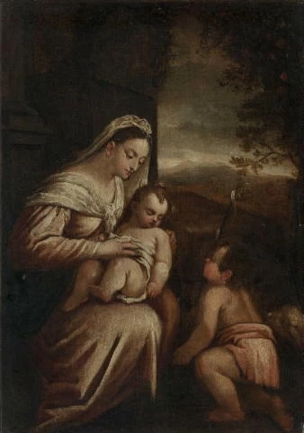 Maria col Bambino e Giovannino - National Gallery in Praga, Jacopo da Ponte, detto Bassano